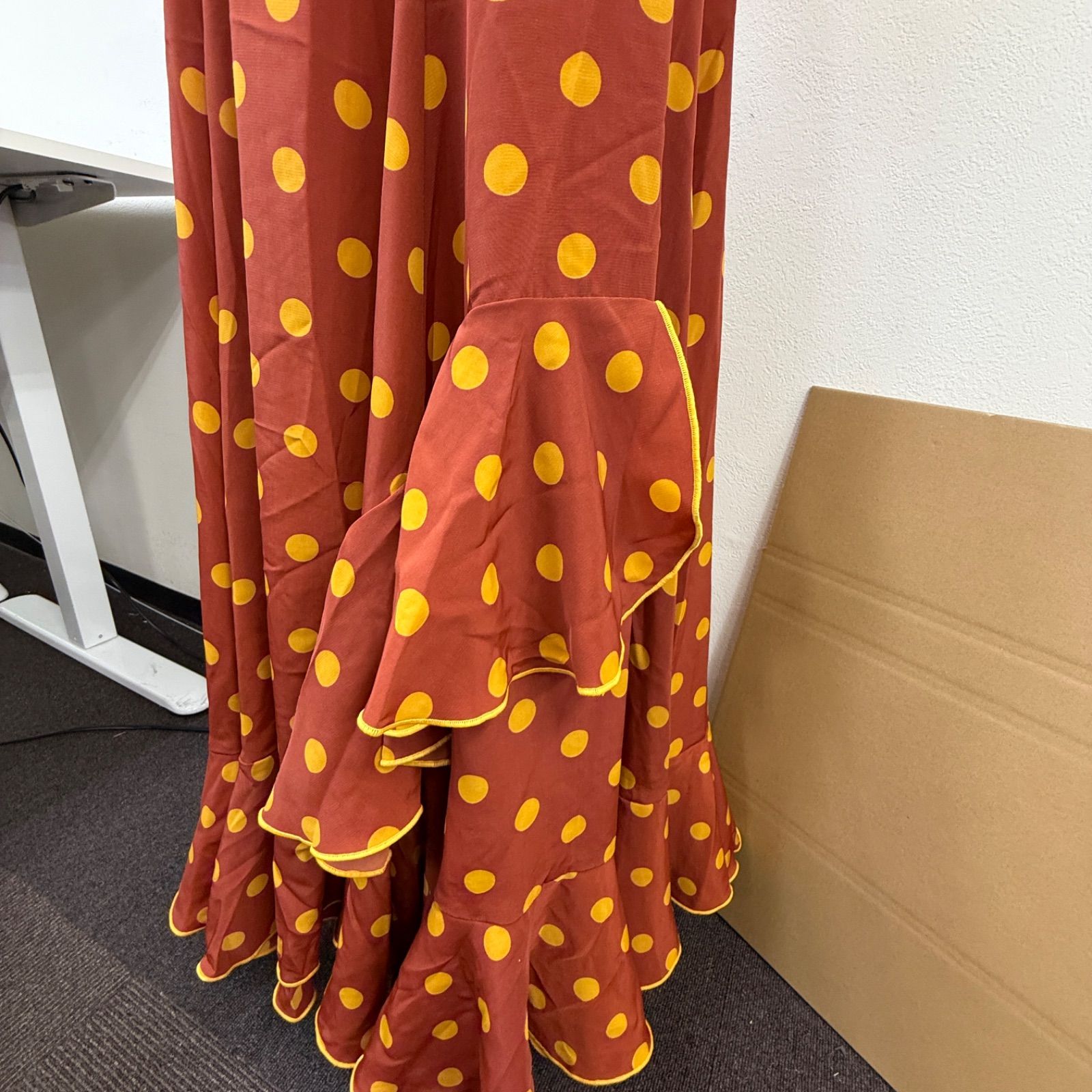 CANELA PURA】フラメンコ衣装 スカート ファルダ オレンジ ドット