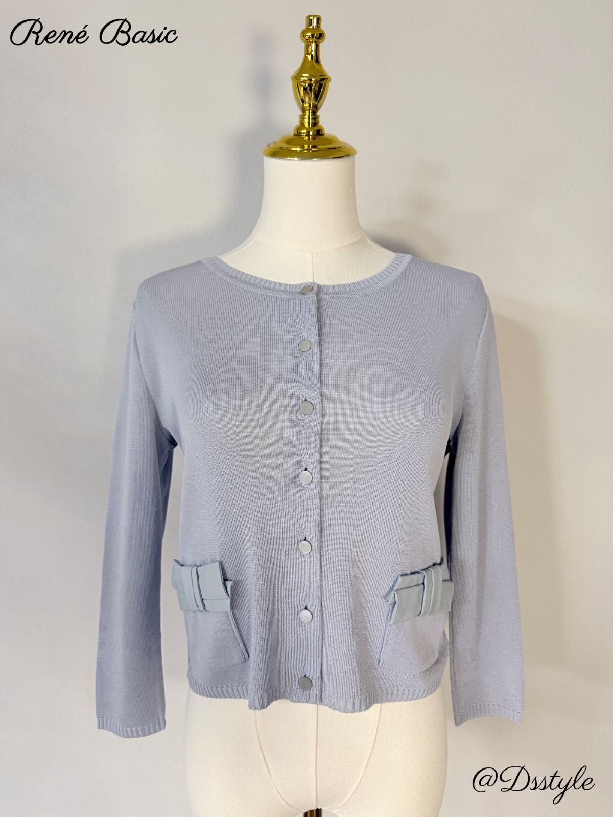 極美品Rene basic /ルネ カーディガン 36 レーヨンBLEND サックス