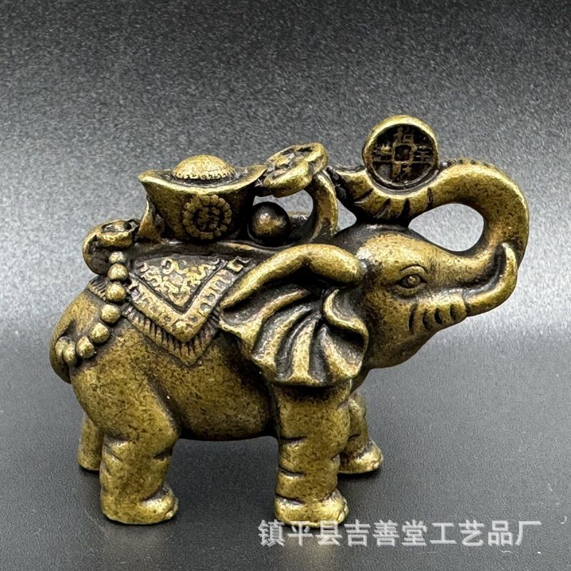 新品未使用 元宝如意 象 象 福象 ミニ 可愛い象 古面装飾 工芸品
