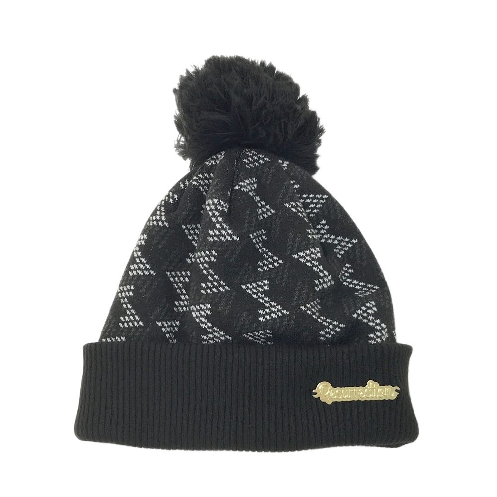 RESURRECTION レザレクション ニット帽 総柄 ブラック系 FREE