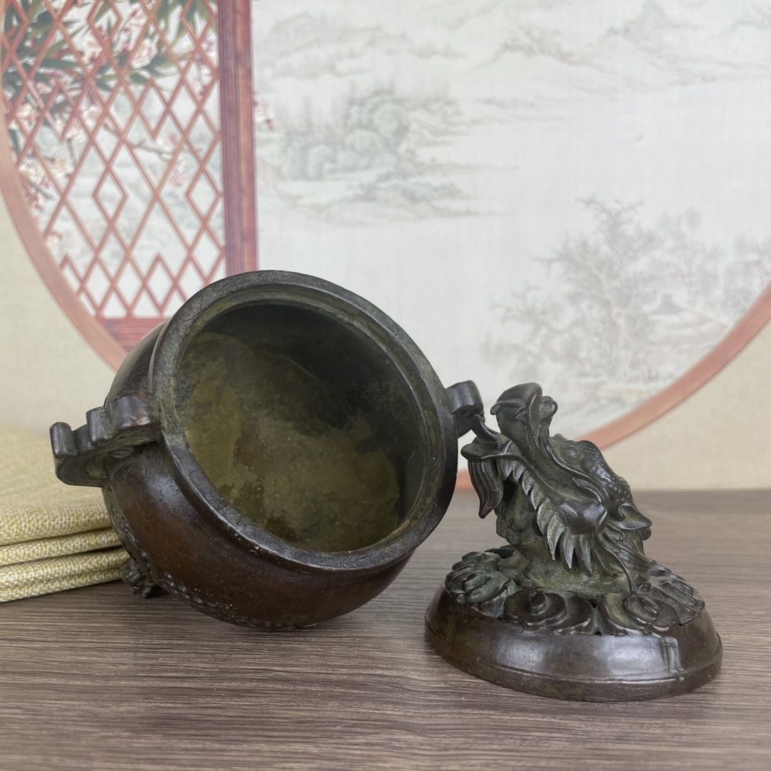 新品未使用 古銅 香炉 三足 鼎 香炉 古式 家庭 置物 茶道 家庭用 三足