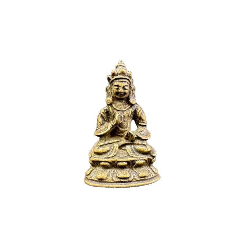 新品未使用 チベット式 イエロー ネパール 人物 仏像 室内 茶道 工芸品