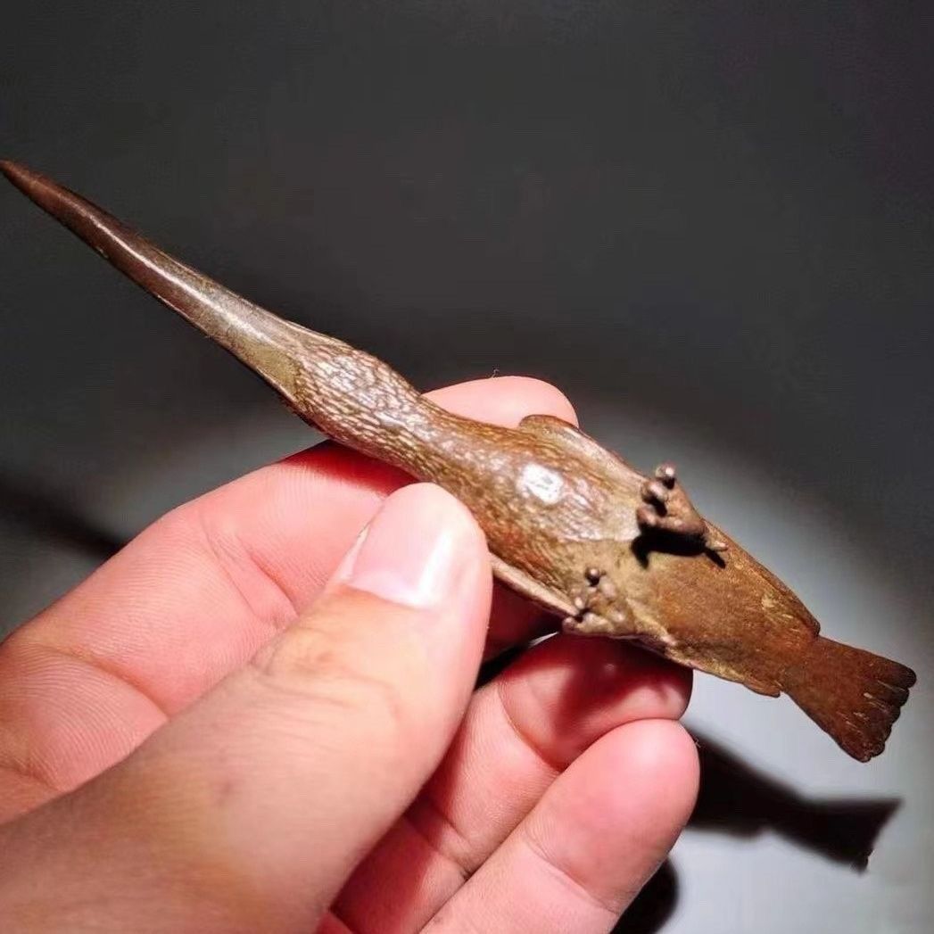 新品未使用 古銅 小 雀 喜 置物 茶道 茶卓 装飾 置物 骨董品 合金 小