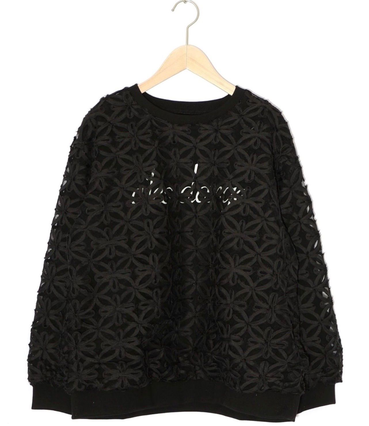 スカラー scolar 753008：天使モチーフ立体チュール×裏毛プルオーバー