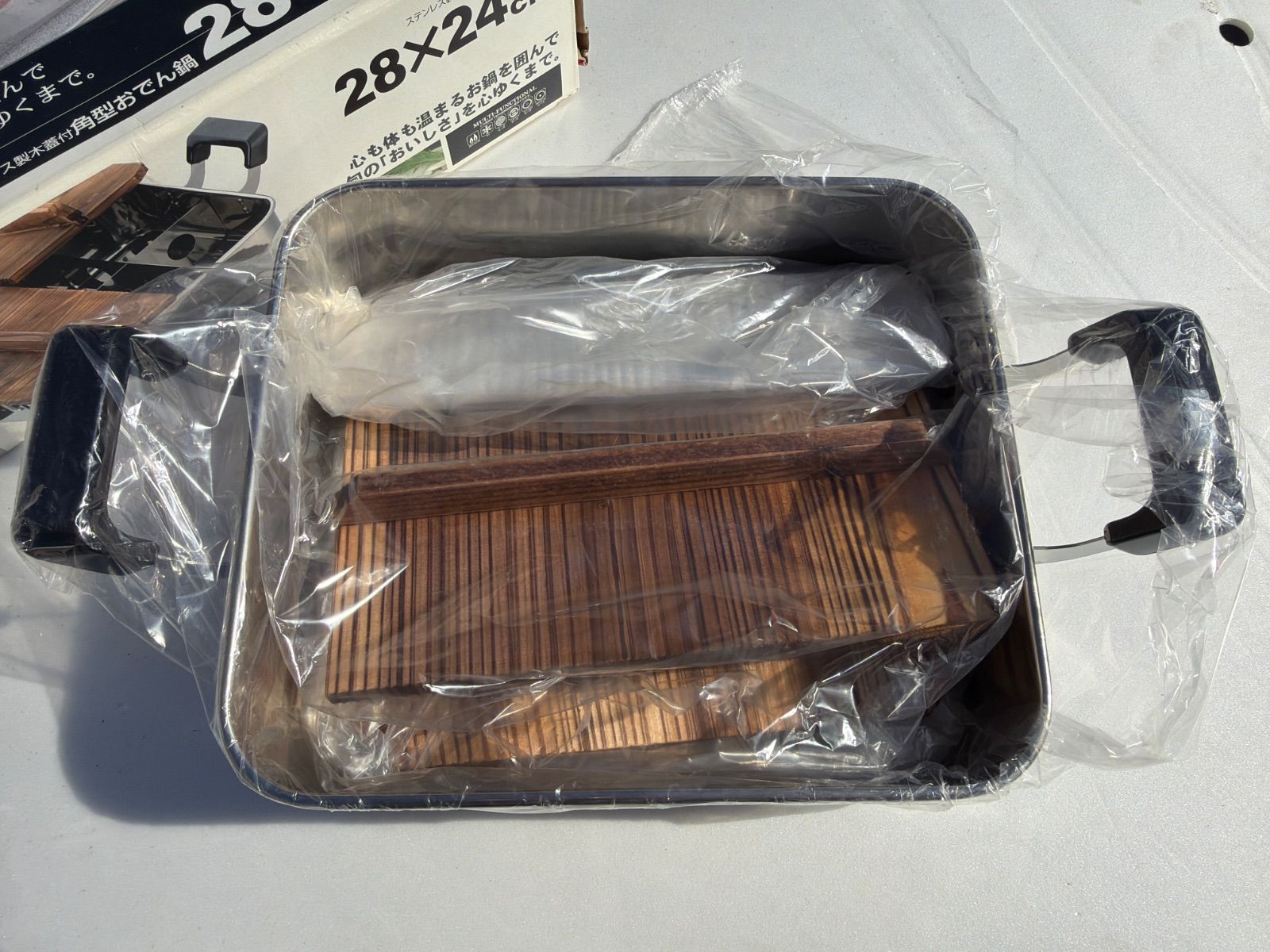 だんらん 木蓋 付 角型 おでん鍋 28×24cm 仕切板付 H-4827 - メルカリ