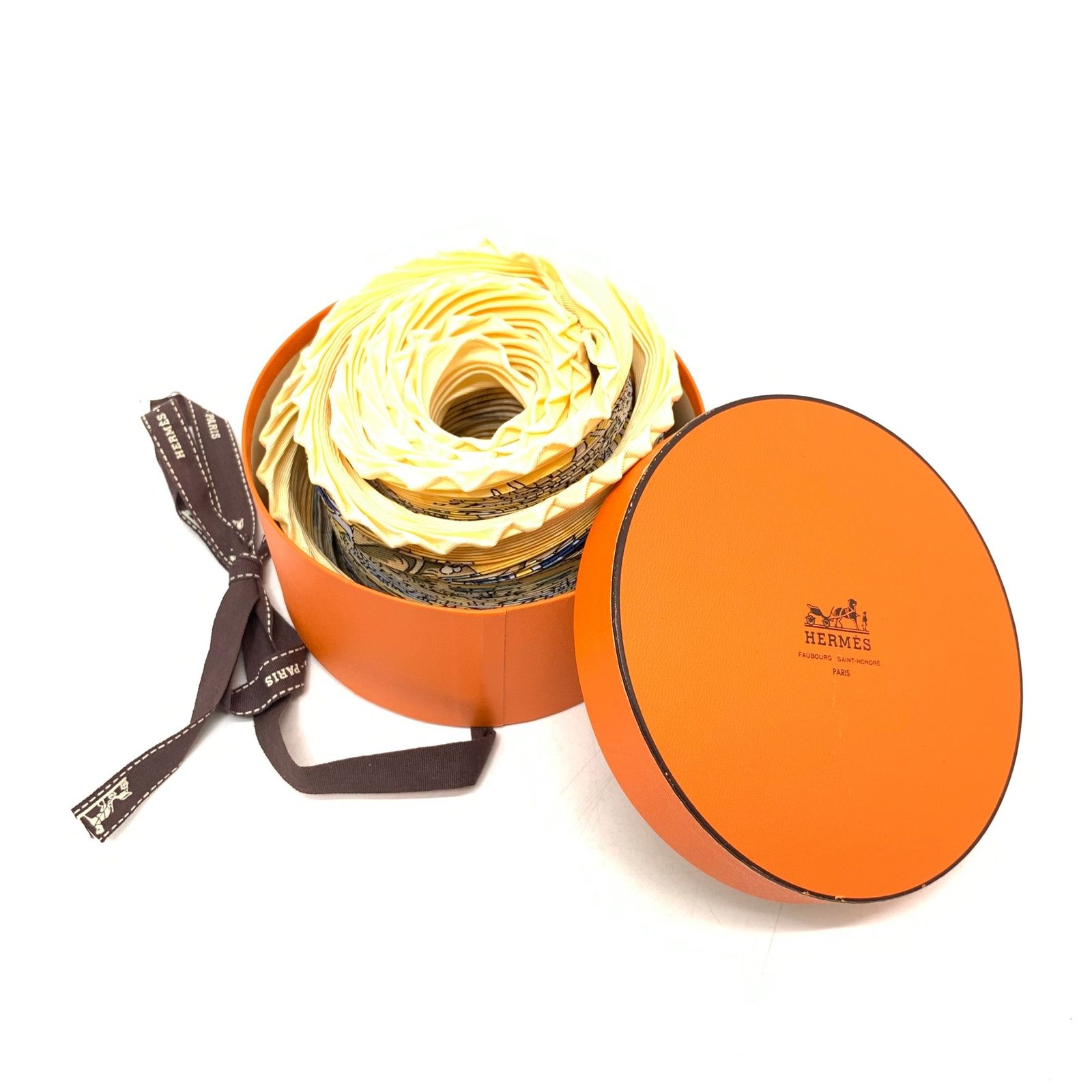 美品 HERMES エルメス プリーツ スカーフ L'Ile Deserte 無人島