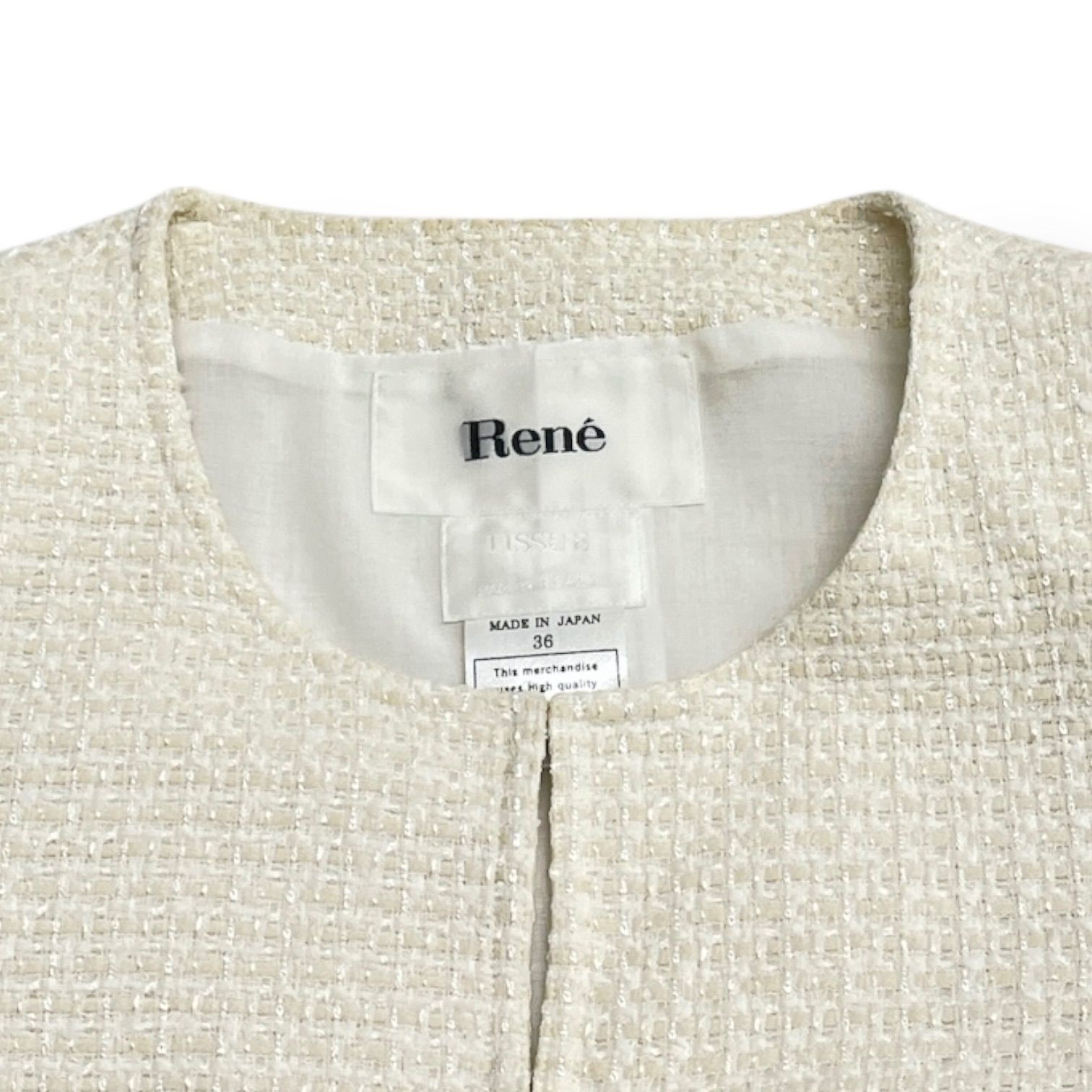 Rene ルネ ツイードジャケット ノーカラージャケット TISSUE ツイード