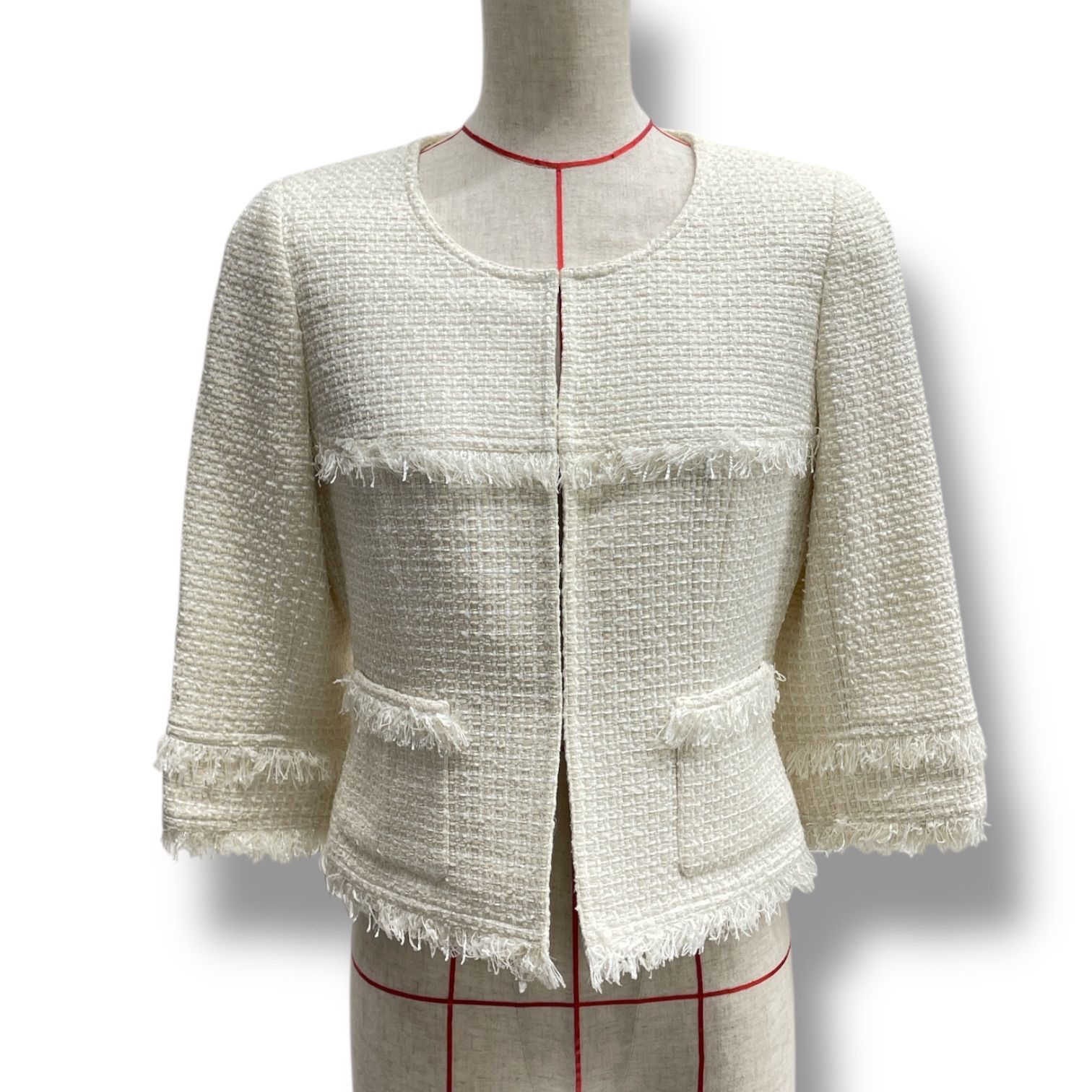 Rene ルネ ツイードジャケット ノーカラージャケット TISSUE ツイード