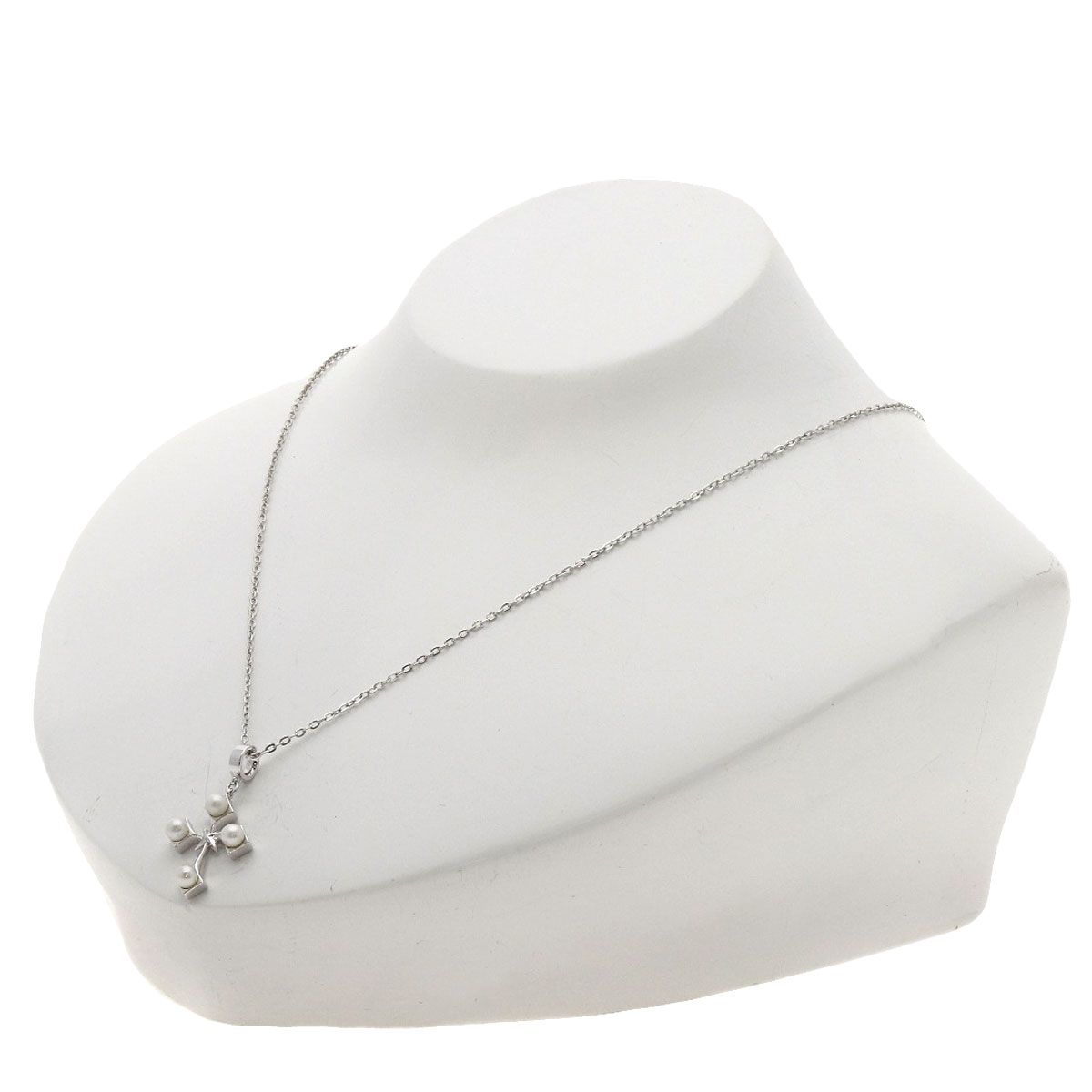 MIKIMOTO ミキモト クロスモチーフパール 真珠 ネックレス SV