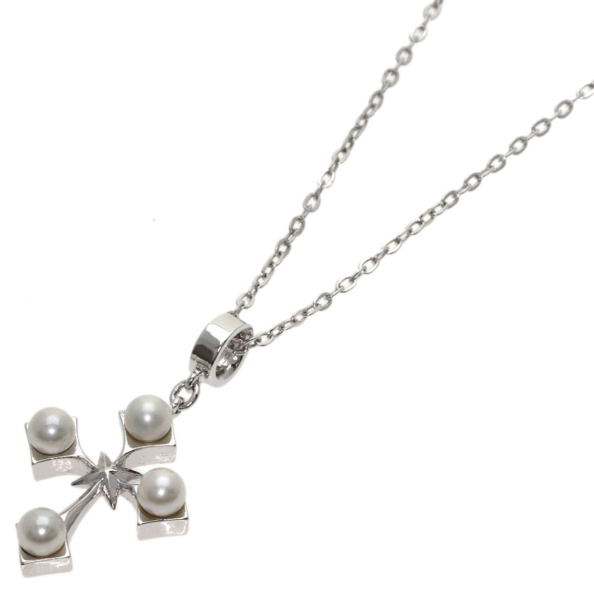 MIKIMOTO ミキモト クロスモチーフパール 真珠 ネックレス SV