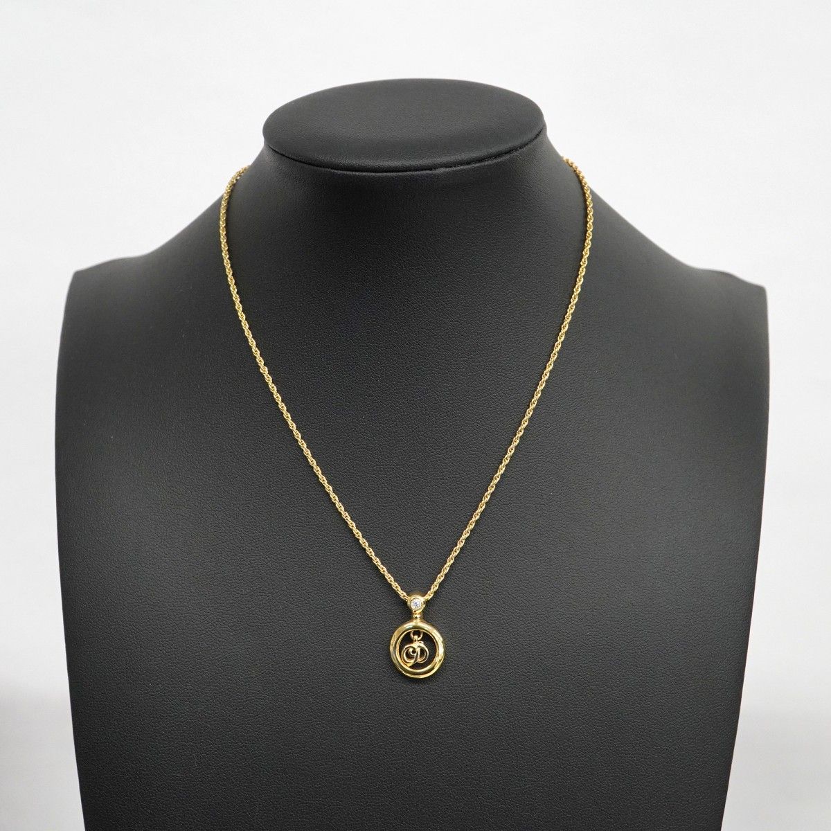 美品 クリスチャンディオール ストーン ネックレス スクエア ゴールド 6jab0411】クリスチャンディオール ネックレス CDロゴ GPメッキ ライン