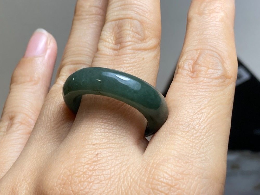 L16-57 糯氷種 25.0号 紺色 ミャンマー産 A貨 本翡翠 くりぬき リング