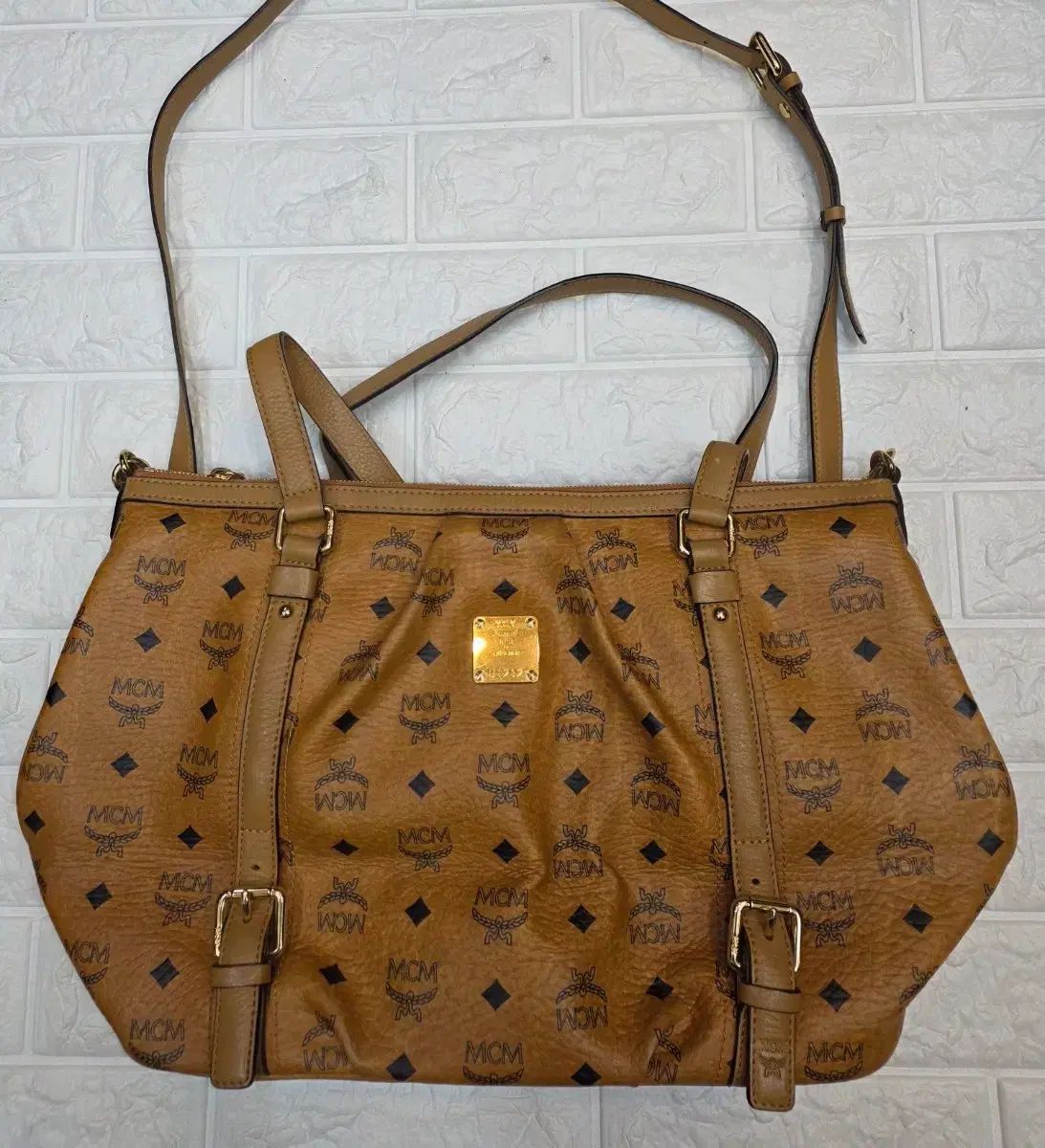 MCM ロゴ ブラウン トートバッグ ショルダーバッグ - メルカリ