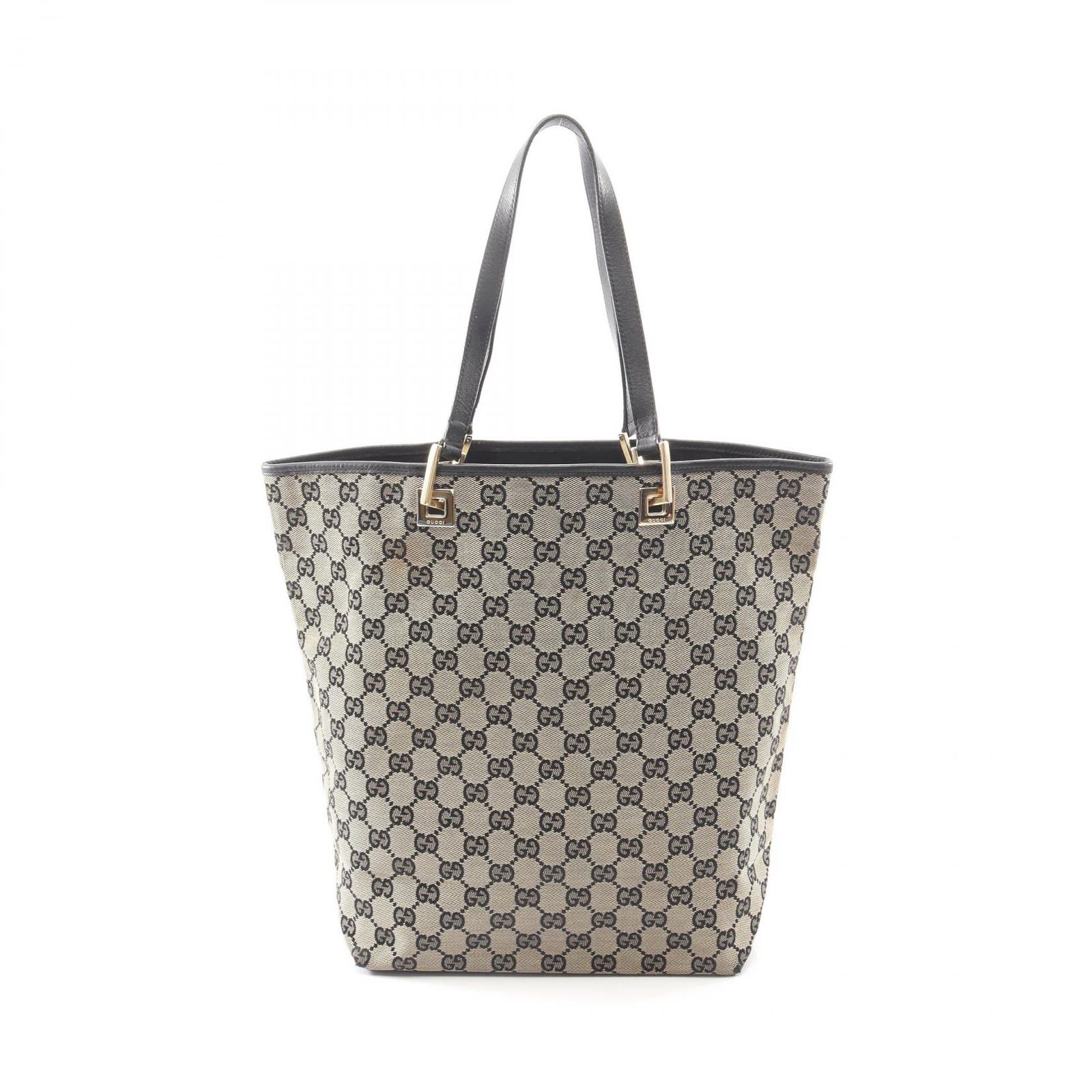 GUCCI GGキャンバス トートバッグ 肩掛け ロゴ金具 002・1098 グッチ GUCCI トートバッグ GGキャンバス 002 1098 ベージュ/ブラック