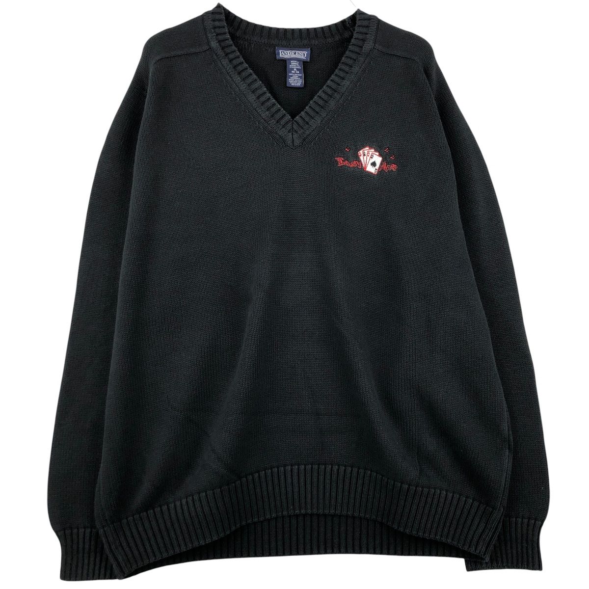 Lands' End ランズエンド 100%カシミヤ Vネックセーター ブラック 古着 ランズエンド LANDS' END Vネック コットンニットセーター USA製