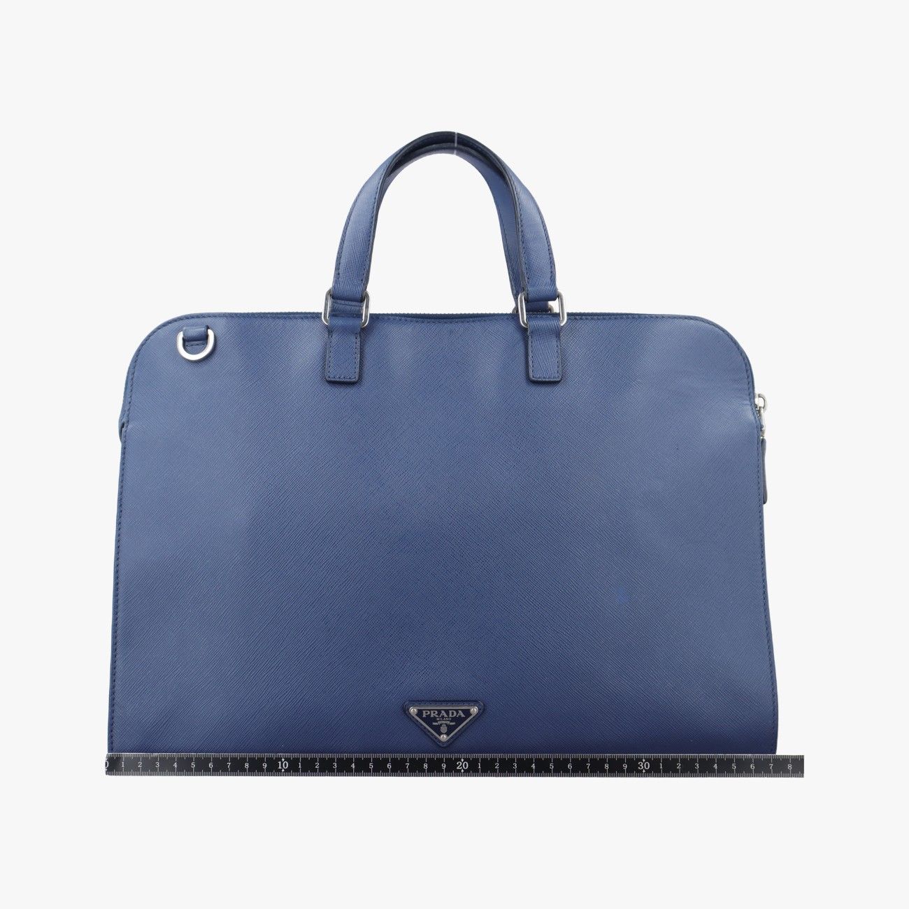 プラダPrada三角 ロゴ プレート ネイビー サフィアーノレザー 58/F 164