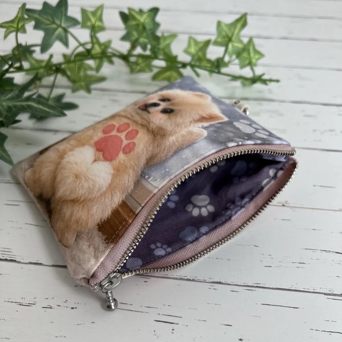 ポメラニアン フラットポーチ ハンドメイド - メルカリ