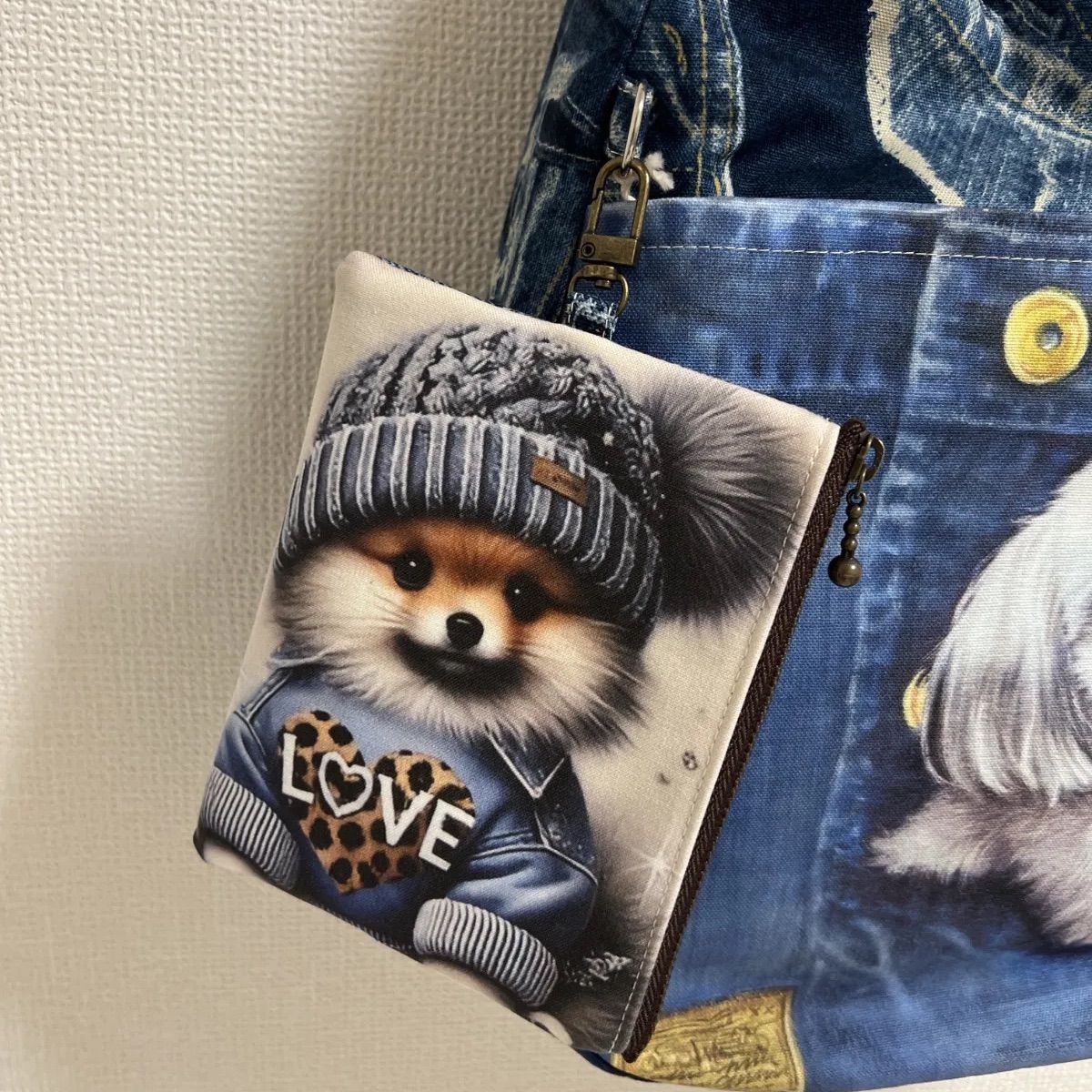 ポメラニアン フラットポーチ ハンドメイド - メルカリ