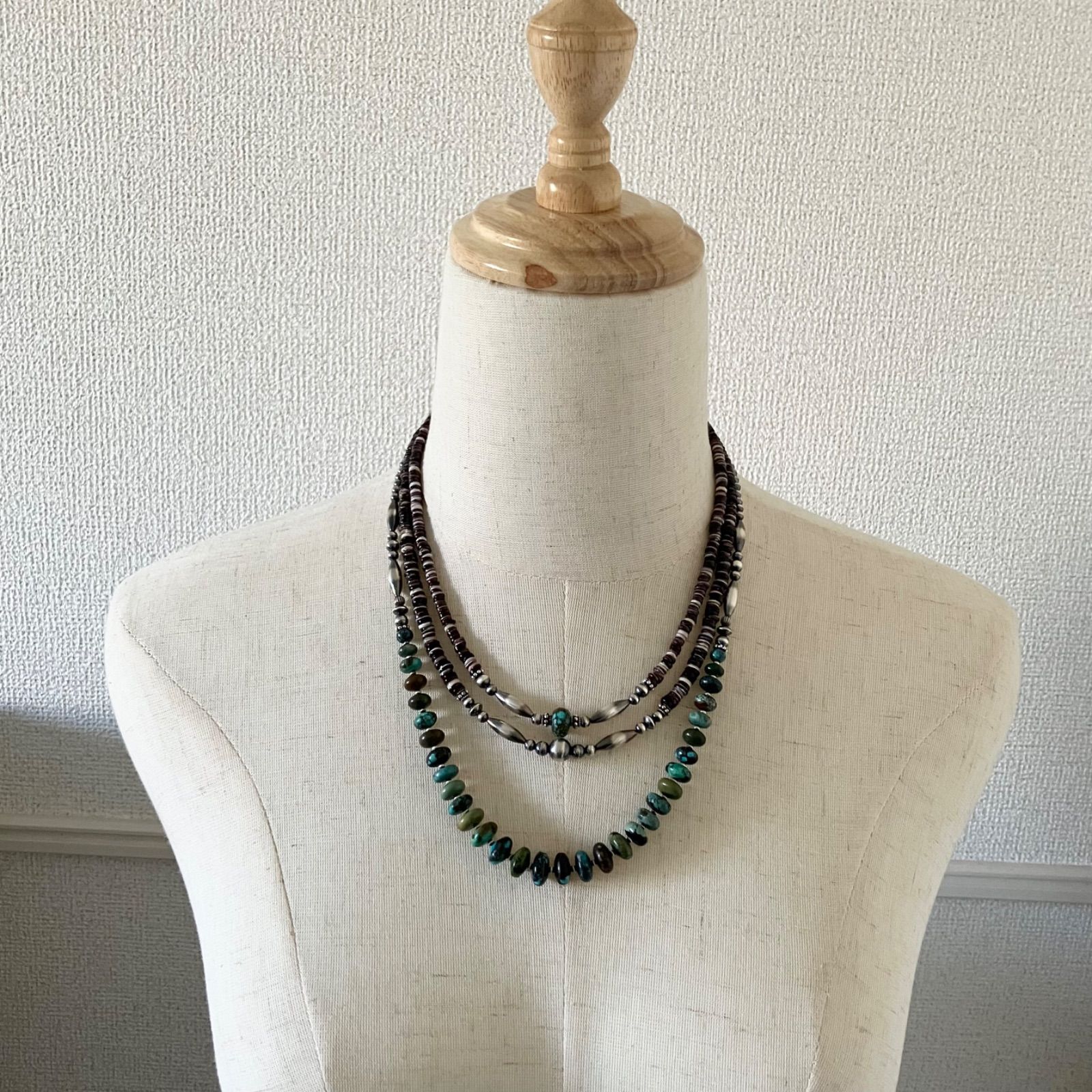 silver925ナバホパール×バイオレットオイスター×天然ターコイズの