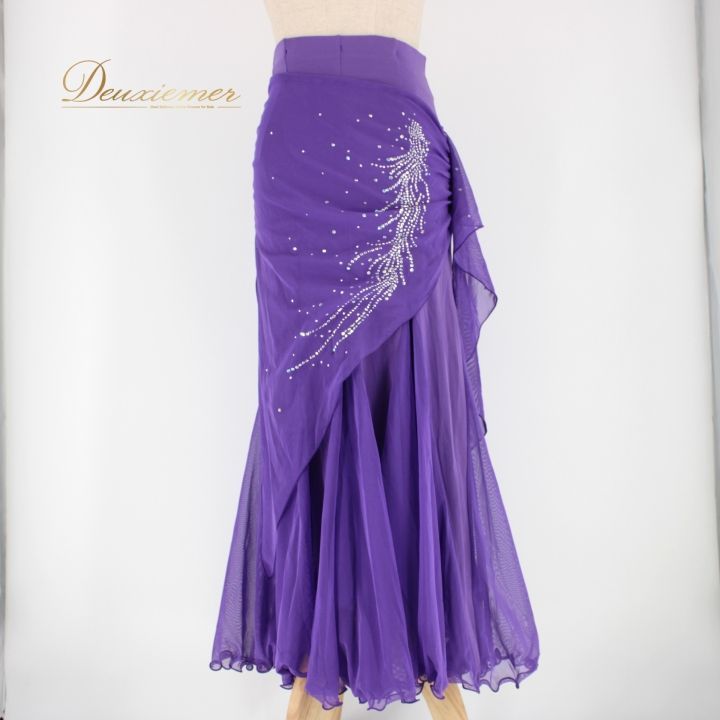 社交ダンス 衣装 スタンダード スカート レッスンウェア レディース 紫