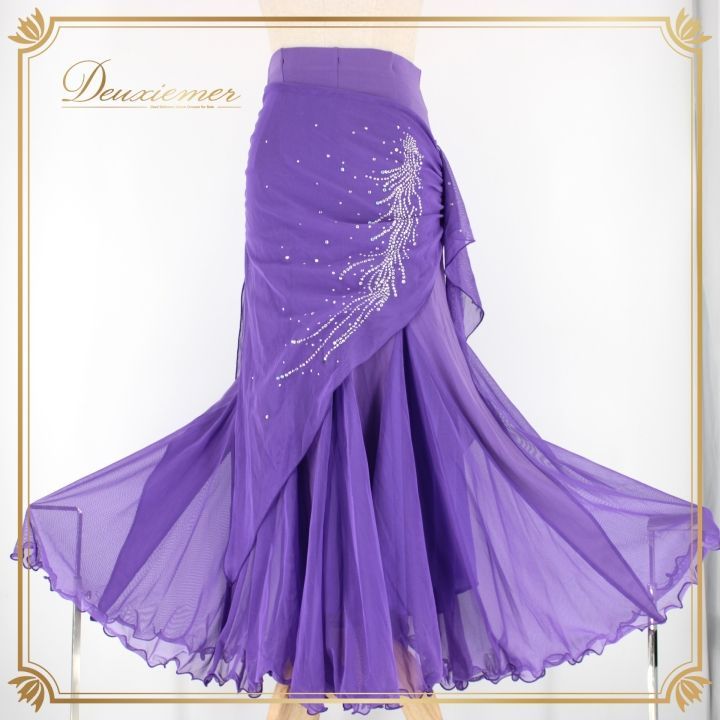 社交ダンス 衣装 スタンダード スカート レッスンウェア レディース 紫