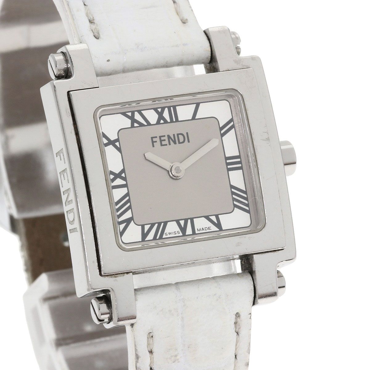 FENDI フェンディ 6000L スクエアフェイス 腕時計 SS クロコダイル