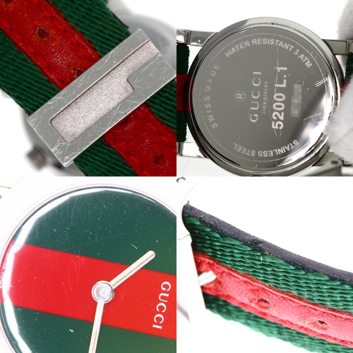 GUCCI グッチ 5200L.1 シェリーライン 腕時計 SS キャンバスx革