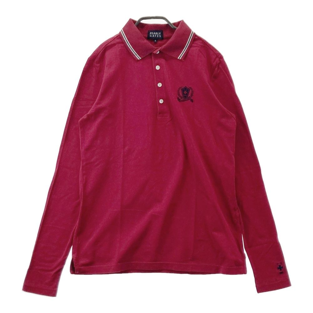 サイズ：4 PEARLY GATES パーリーゲイツ 長袖ポロシャツ レッド系