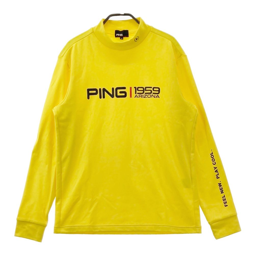 サイズ：M PING ピン ハイネック長袖 Tシャツ イエロー系