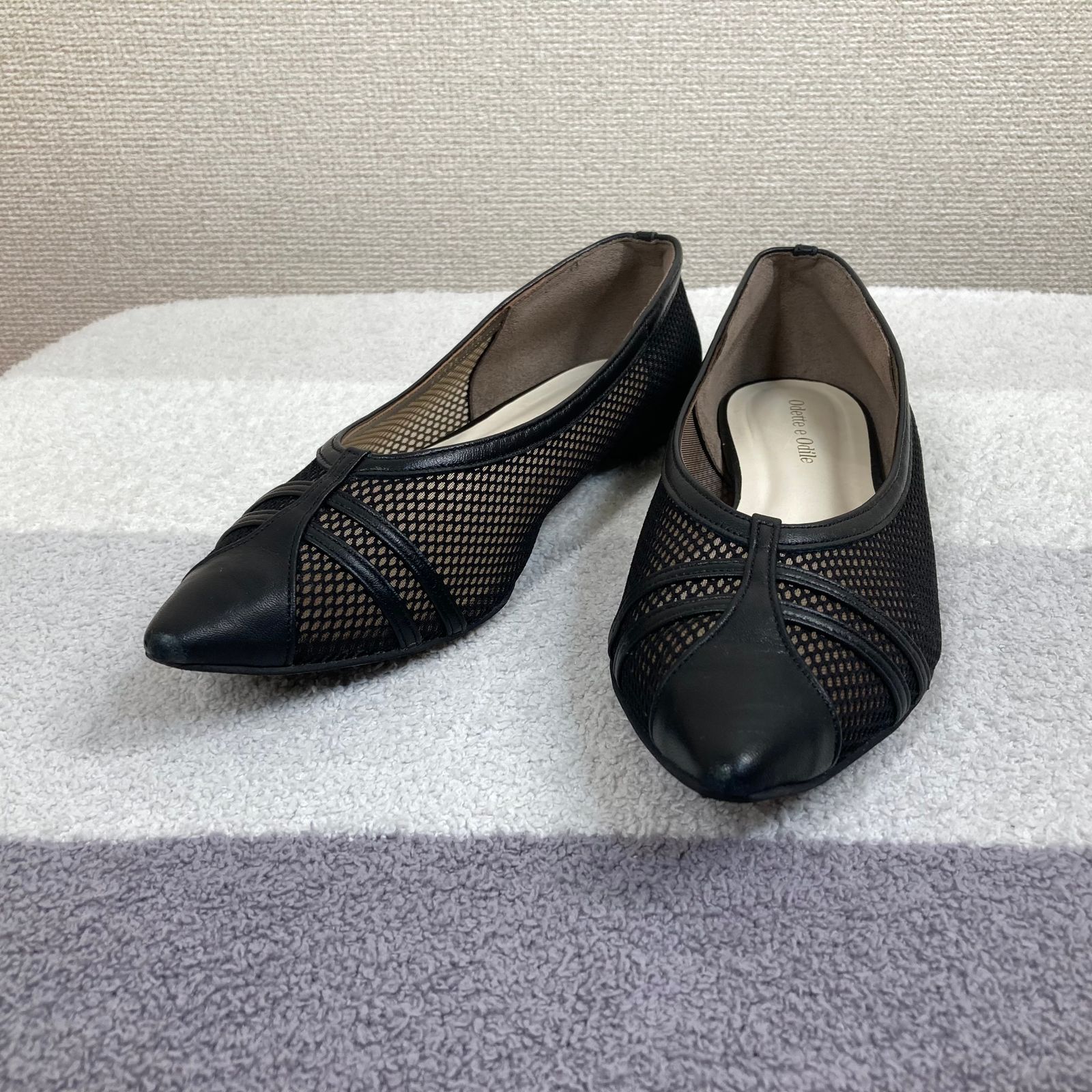 オデットエオディール】フラットシューズ 黒 ブラック 23.5cm オデットエオディール】フラットシューズ 黒 ブラック 23.5cm