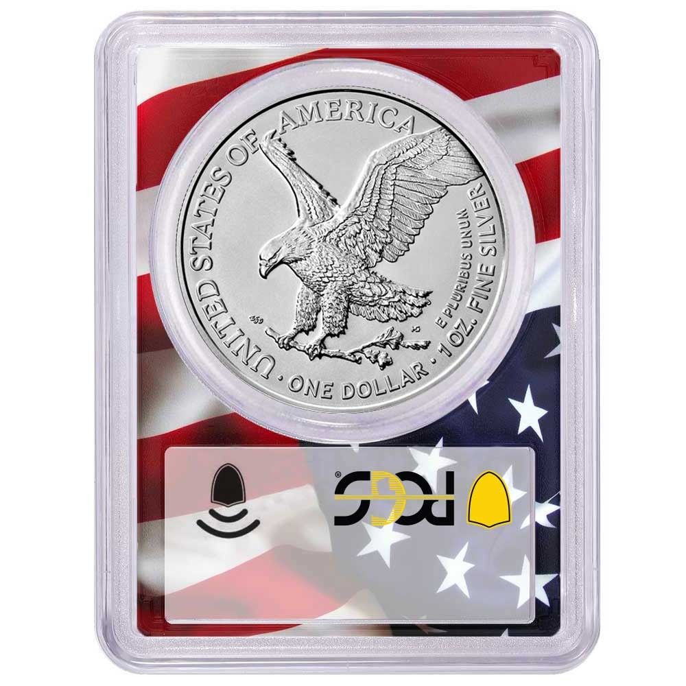 2022年 1ドル アメリカン シルバー イーグル PCGS MS70 FDOI 旗額縁