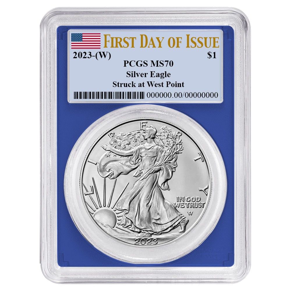2023年 (W) 1ドル アメリカン シルバー イーグル PCGS MS70 FDOI 旗