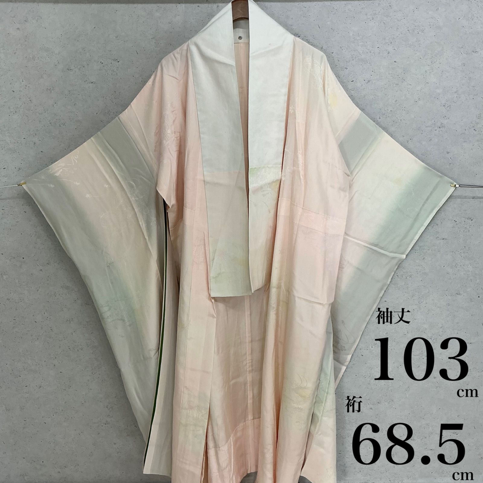 ◇kimono+one◇美品◇振袖長襦袢◇袷◇広衿◇袖無双◇衣紋抜き付き◇裄