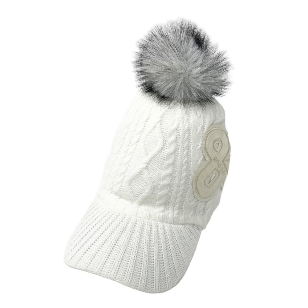 アンパスィand per se ニットキャップ　新品タグ付き AND PER SE アンパスィ ニットキャップ ボンボン付 ホワイト系 56cm