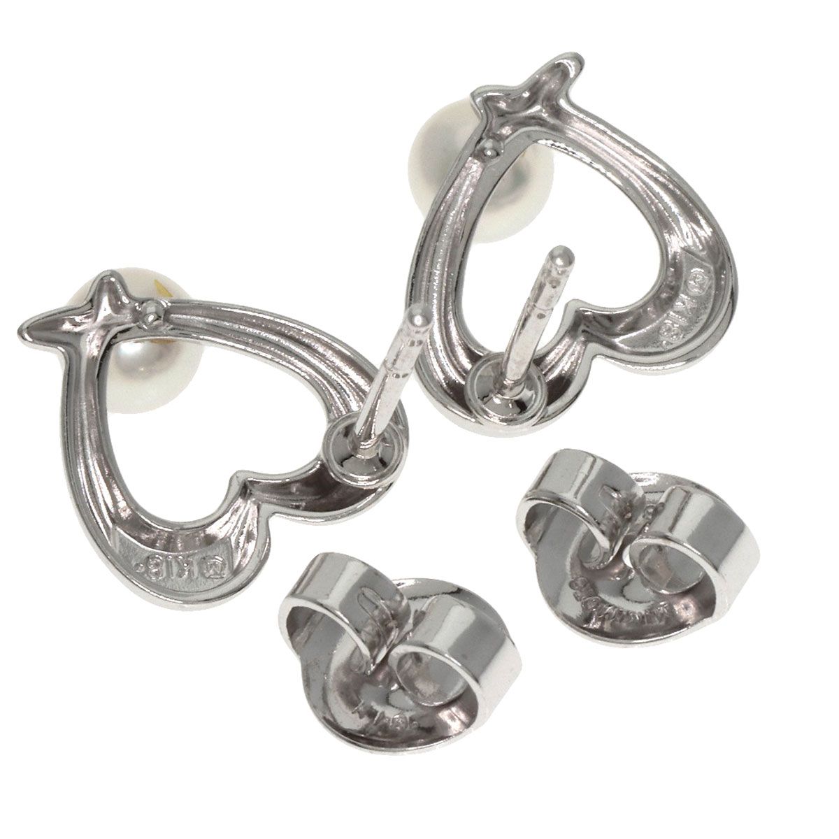 MIKIMOTO ミキモト ハートモチーフ パール 真珠 ピアス K18WG