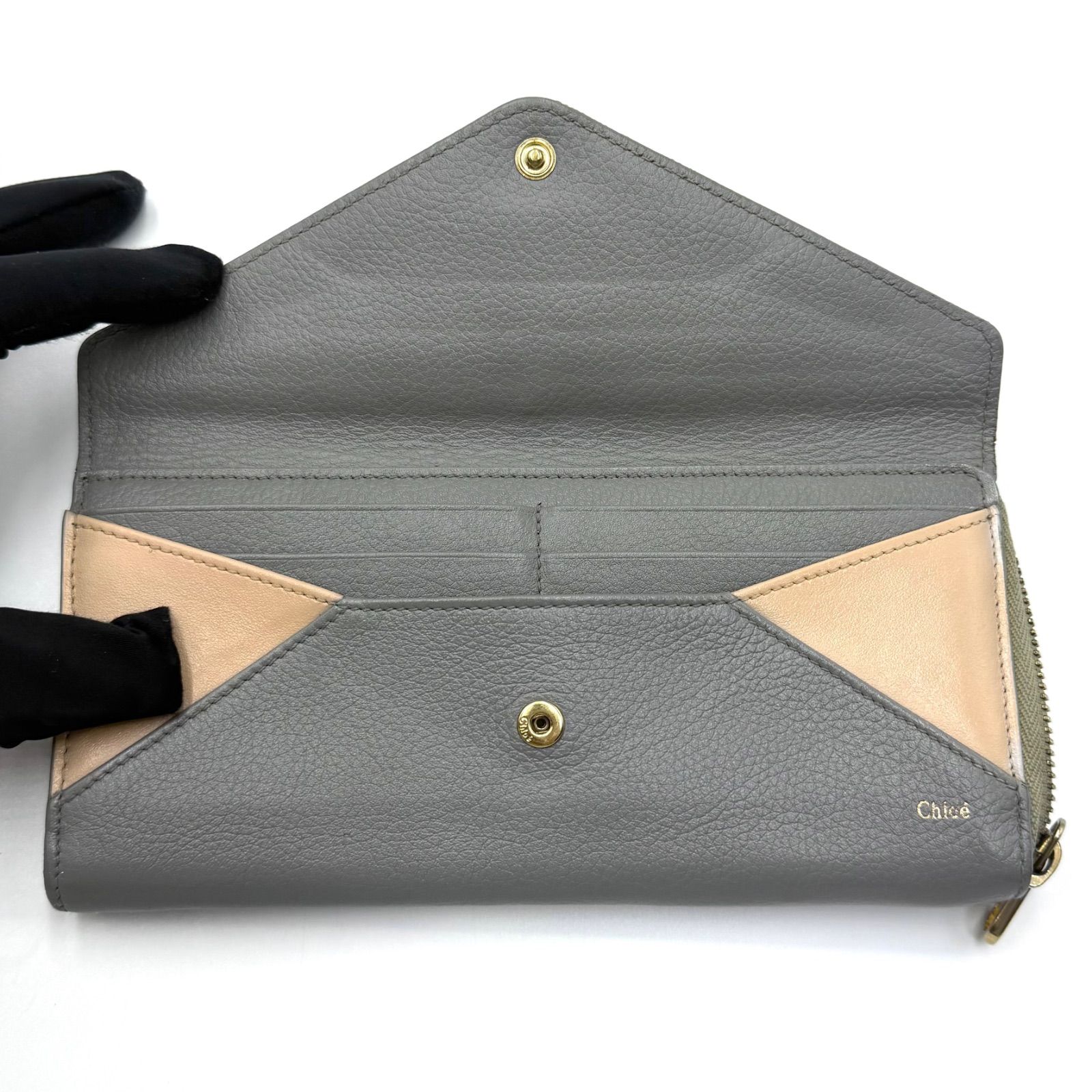 クロエ Chloe パッチワーク 長財布 L字ファスナー お札入れ ゴールド 