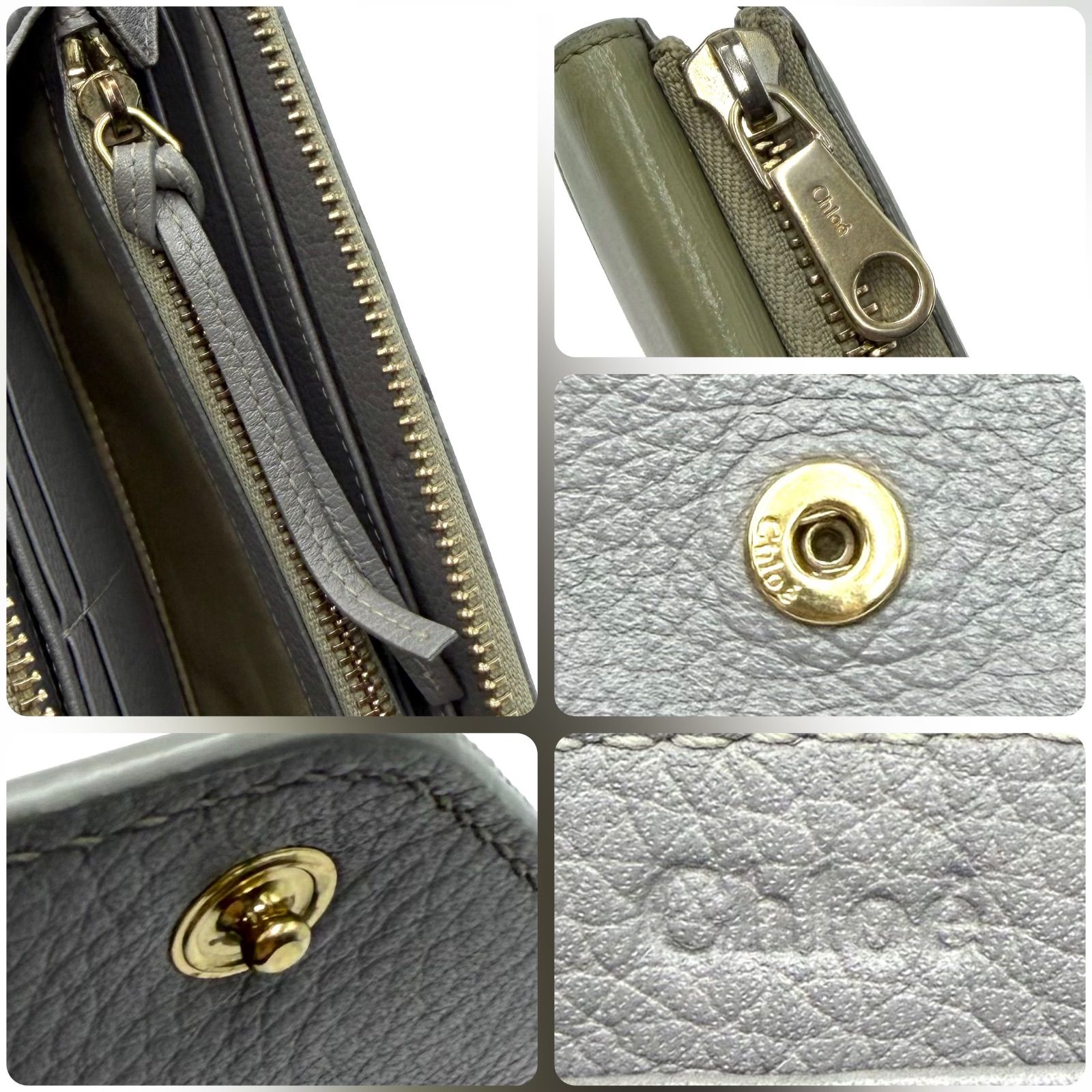 クロエ Chloe パッチワーク 長財布 L字ファスナー お札入れ ゴールド 