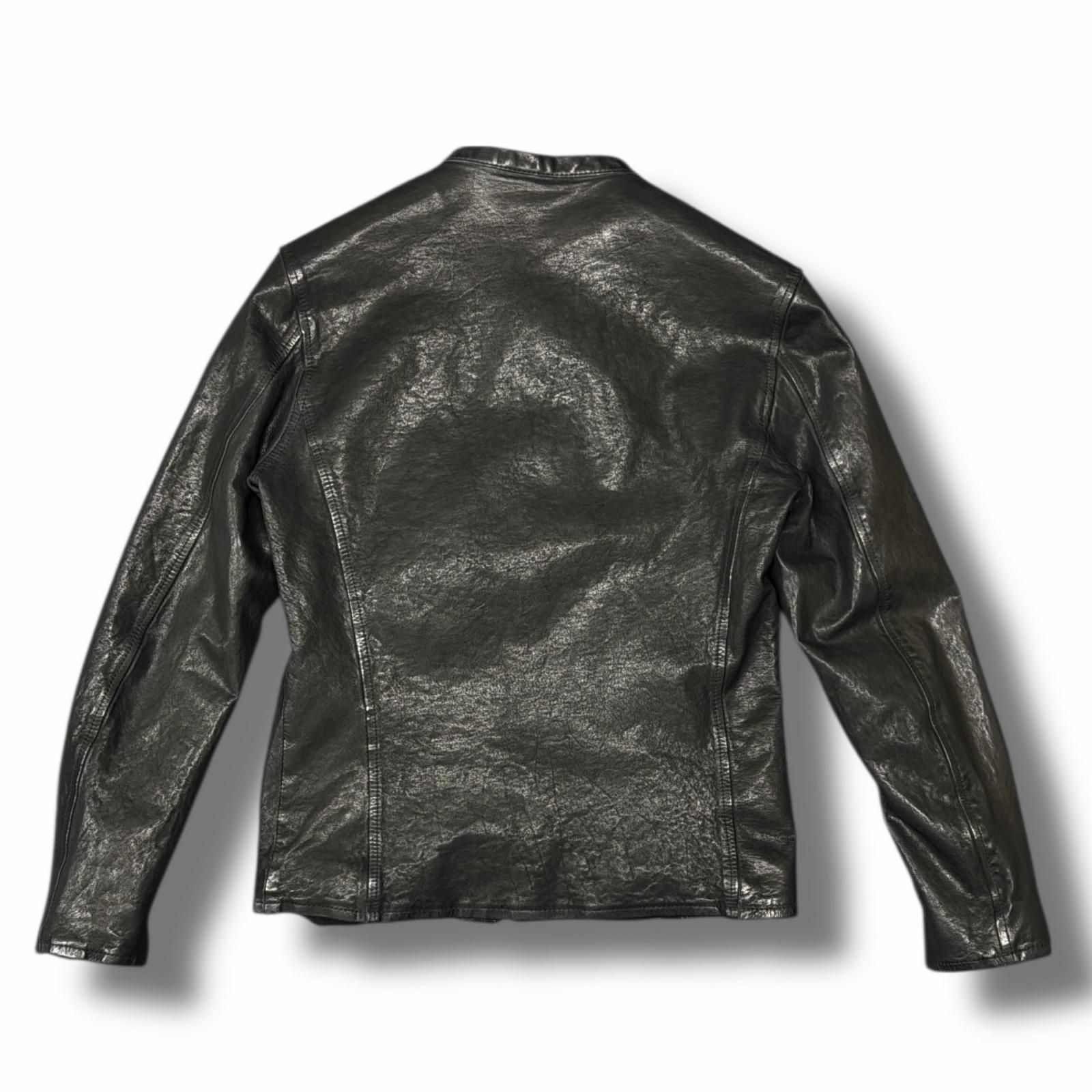 ヤスユキイシイ ブラックレザーシングルライダースジャケット 参考上代275000円 未使用 ISAMUKATAYAMA BACKLASH シングルライダース
