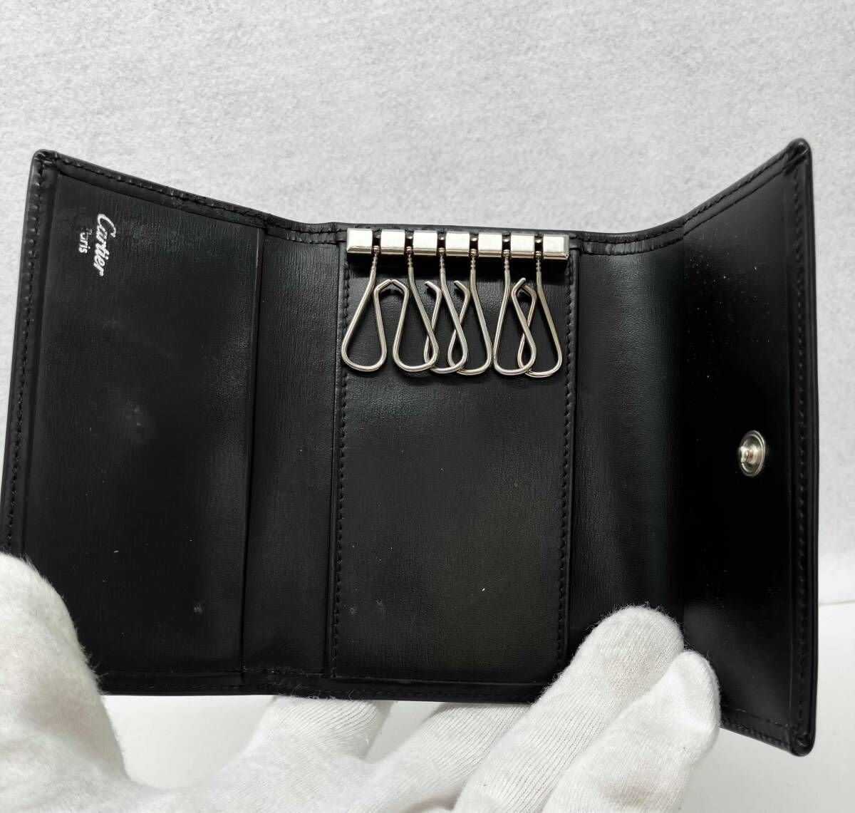 箱付】カルティエ／Cartier／パシャ／キーケース／黒 ／小傷有り