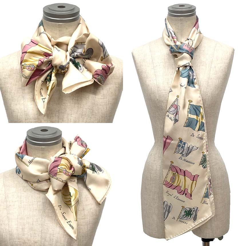 希少 HERMES エルメス シルク マキシツイリー PAVOIS 船旗柄 ロング