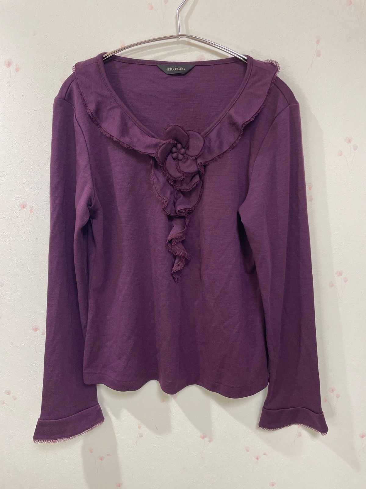 INGEBORG 日本製 フリルデザイン 長袖カットソー レディースM相当