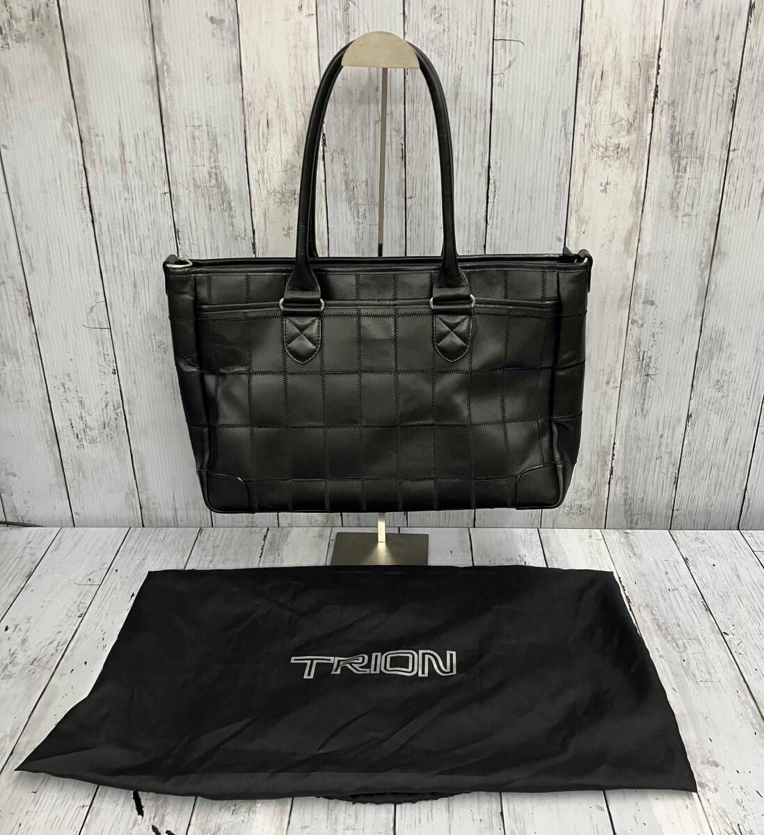 TRION トライオン トートバッグ レザー ブラック 保存袋あり - メルカリ