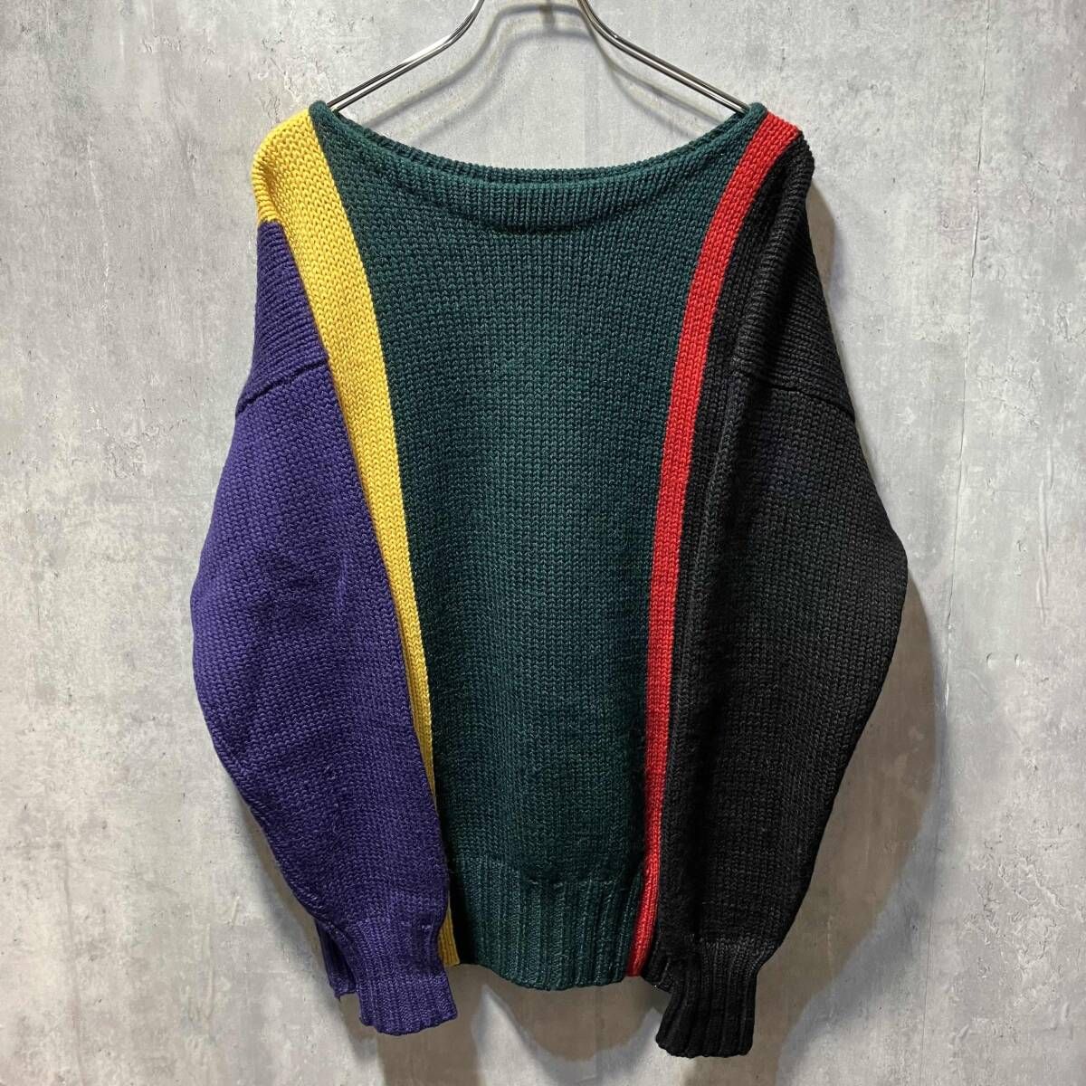 80s POLO RALPH LAUREN ニット マルチカラーケーブルニット XL ポロ