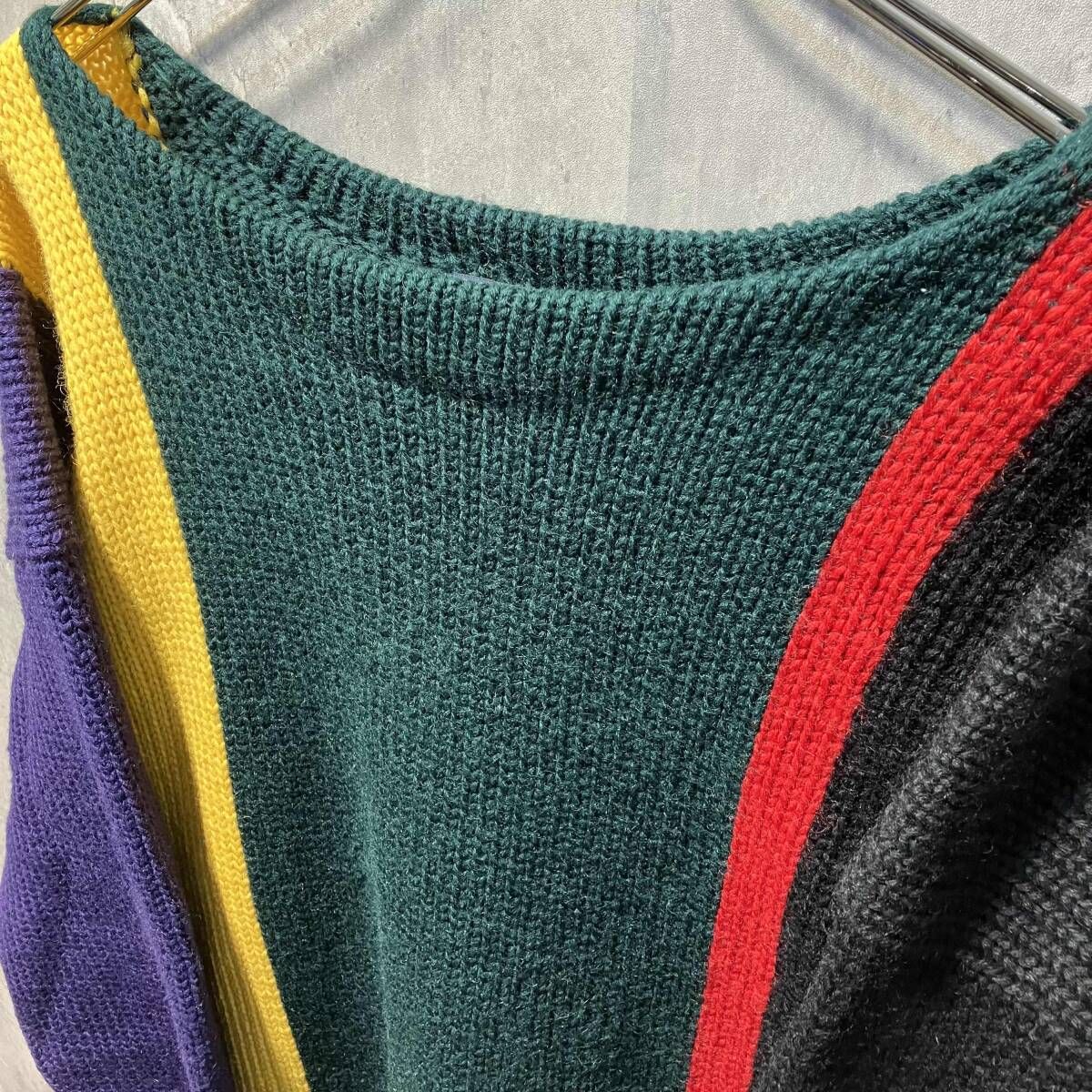 80s POLO RALPH LAUREN ニット マルチカラーケーブルニット XL ポロ