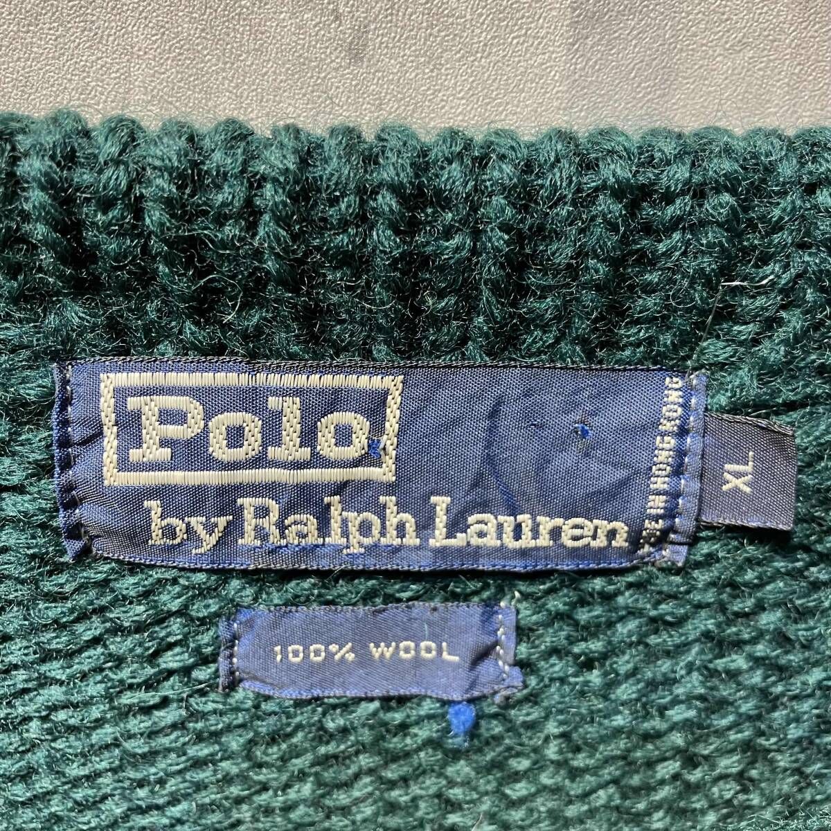 80s POLO RALPH LAUREN ニット マルチカラーケーブルニット XL ポロ