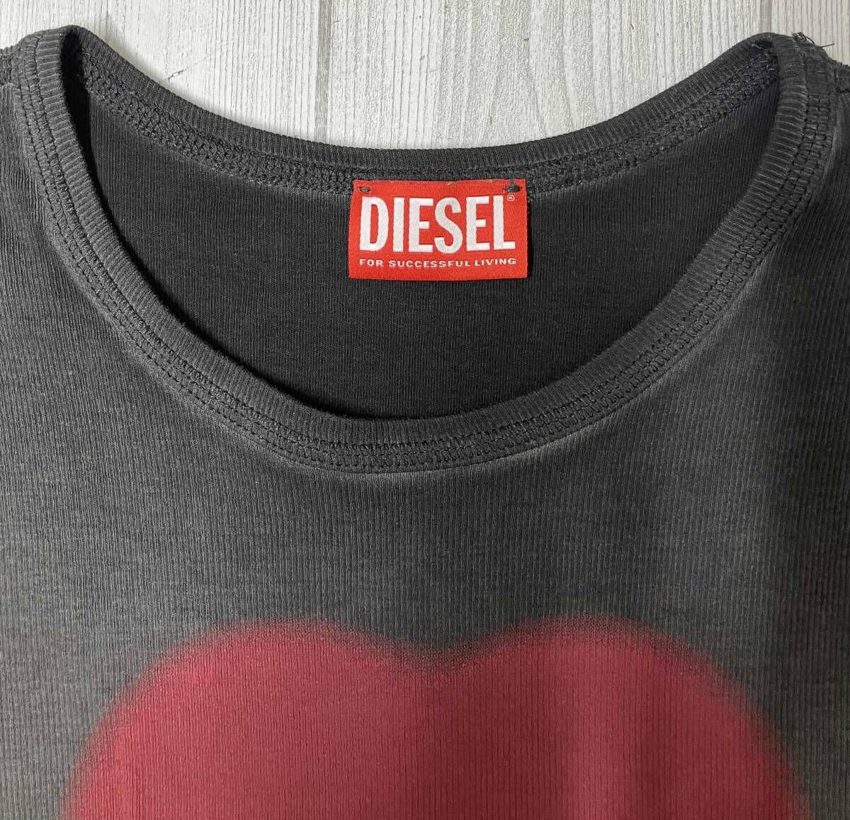 DIESEL ディーゼル T-ELE ハートロゴ 半袖Tシャツ Mサイズ グレー