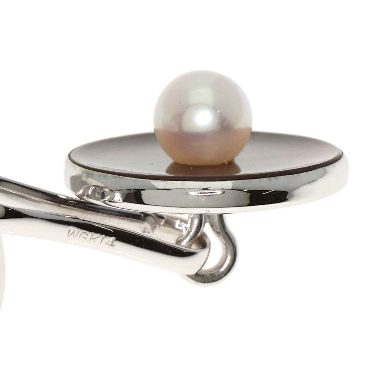 MIKIMOTO ミキモト パール 真珠 シェル カフス K14WG メンズ [中古