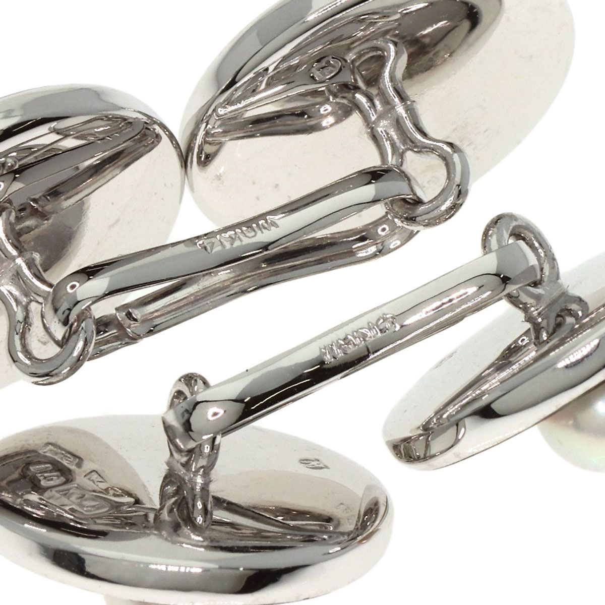 MIKIMOTO ミキモト パール 真珠 シェル カフス K14WG メンズ [中古