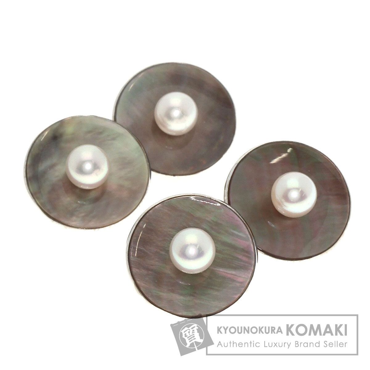 MIKIMOTO ミキモト パール 真珠 シェル カフス K14WG メンズ [中古
