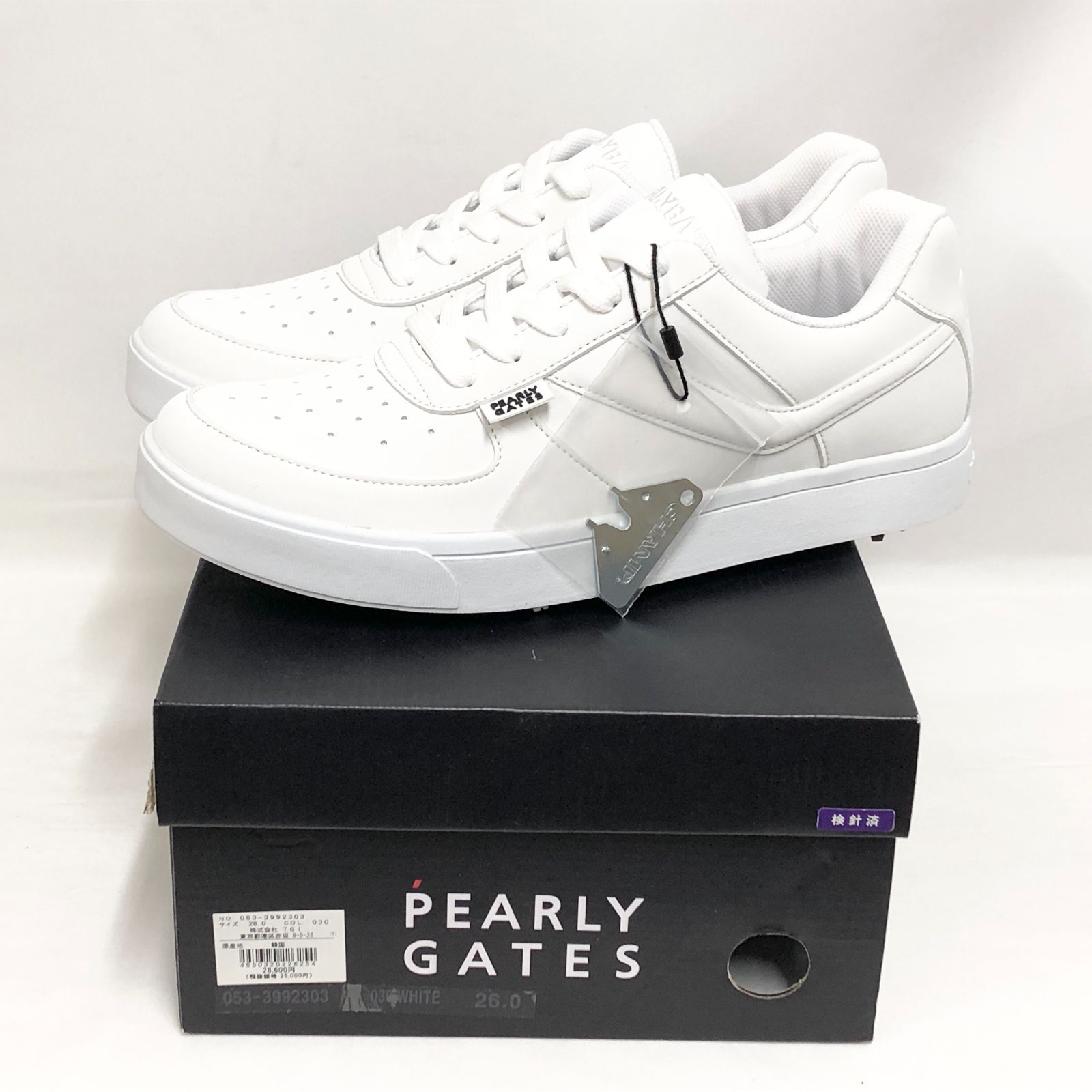 新品未使用 パーリーゲイツ ローカット ゴルフシューズ ホワイト 26cm